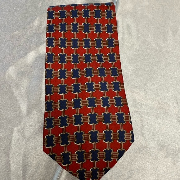 Bert Pulitzer Other - Bert Pulitzer Red and Blue Chain Geometric Pattern Men's Tie All Silk
